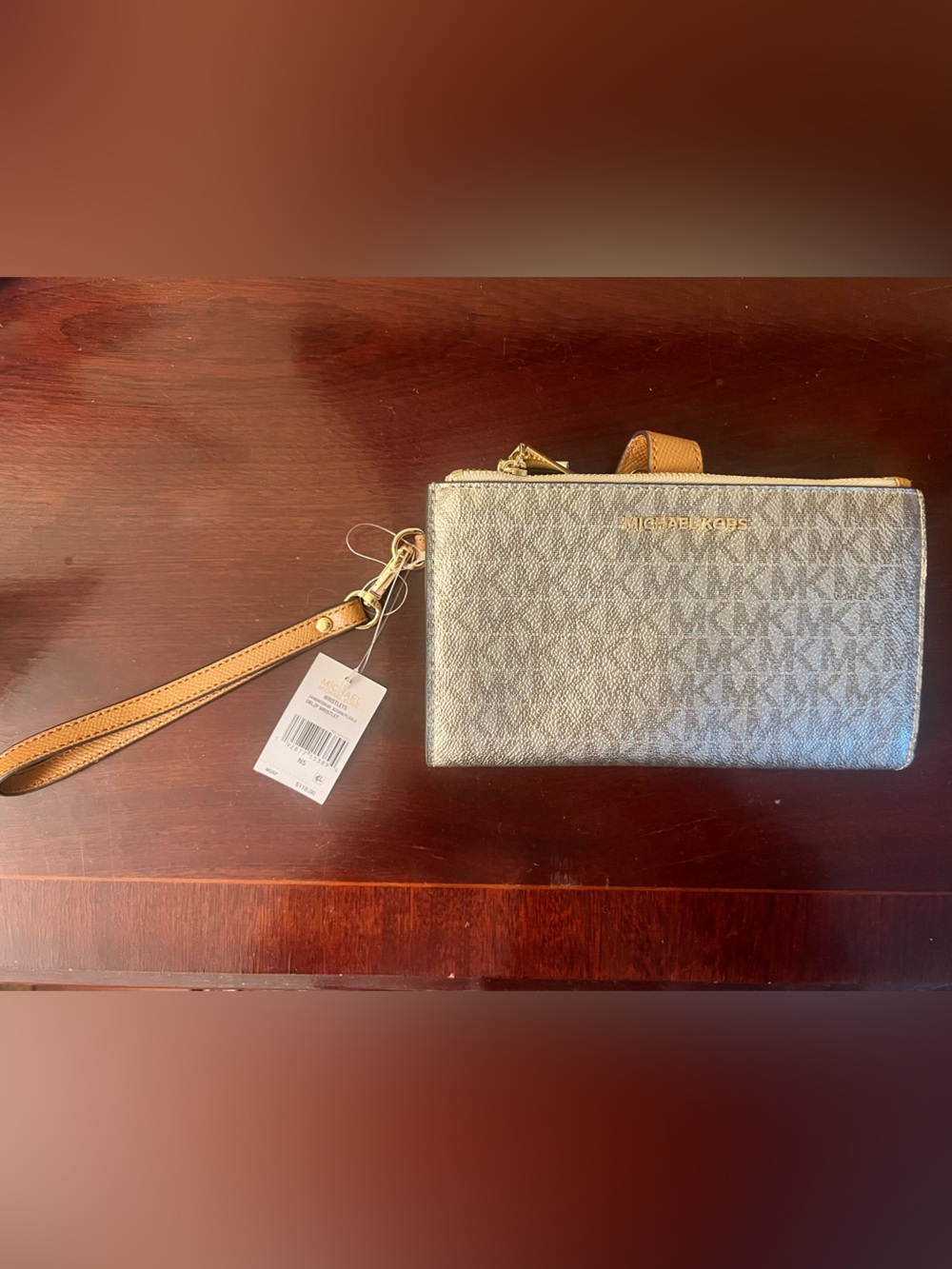 NWT Michael Kors Gold Double Zip Wristlet